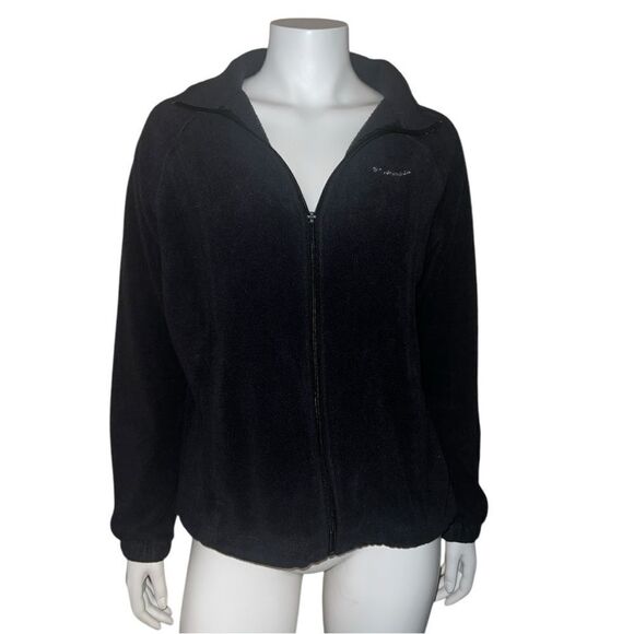 Columbia Black Full Zipped Fleece Jacket Women's Large GUC - Picture 1 of 8